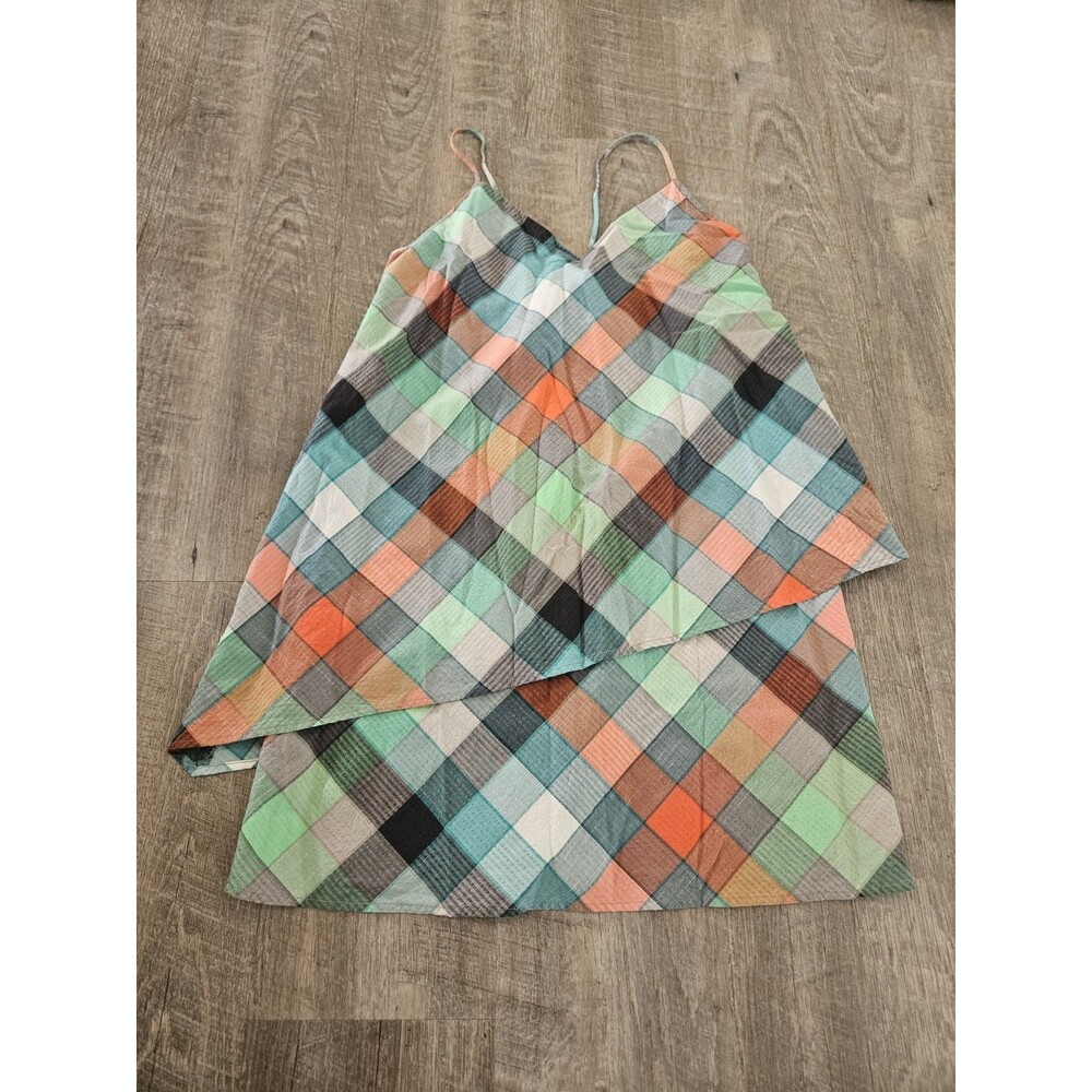 Patagonia (4) Dappled Light Shift Mini Dress Green Orange Lyocell Cotton Womens